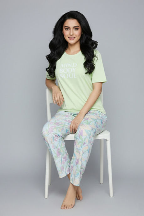 Zivame Abstract Print Cotton Loungewear Set - Ice Water — image 5